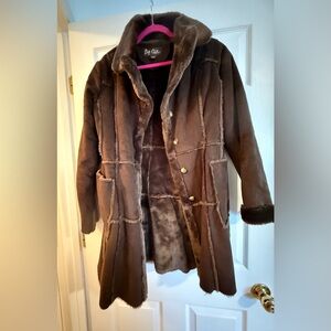 Hippie Patchwork Vintage Big Chill Brown Faux Shearling Coat Worn Once Medium